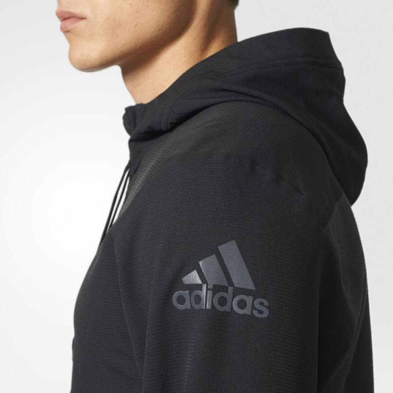 Adidas/阿迪达斯卫衣男纯色开衫黑色连帽休闲BK1129图片