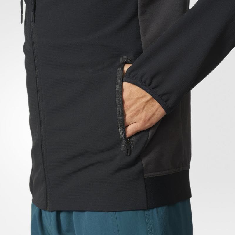 Adidas/阿迪达斯卫衣男纯色开衫黑色连帽休闲BK1129图片