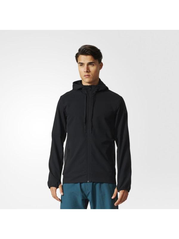 Adidas/阿迪达斯卫衣男纯色开衫黑色连帽休闲BK1129