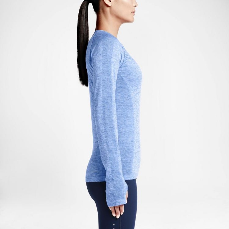 NIKE耐克DRI-FIT女跑步速干针织衫长袖T恤-718583-486