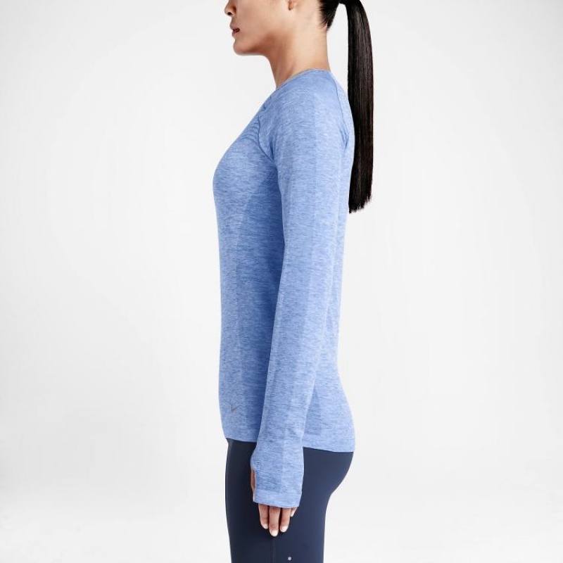 NIKE耐克DRI-FIT女跑步速干针织衫长袖T恤-718583-486