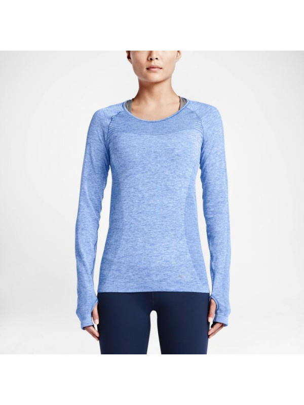 NIKE耐克DRI-FIT女跑步速干针织衫长袖T恤-718583-486