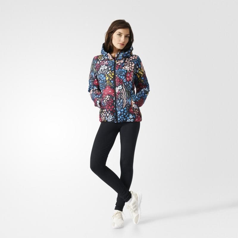 阿迪达斯三叶草棉服女装印花运动保暖防风外套AY4746图片