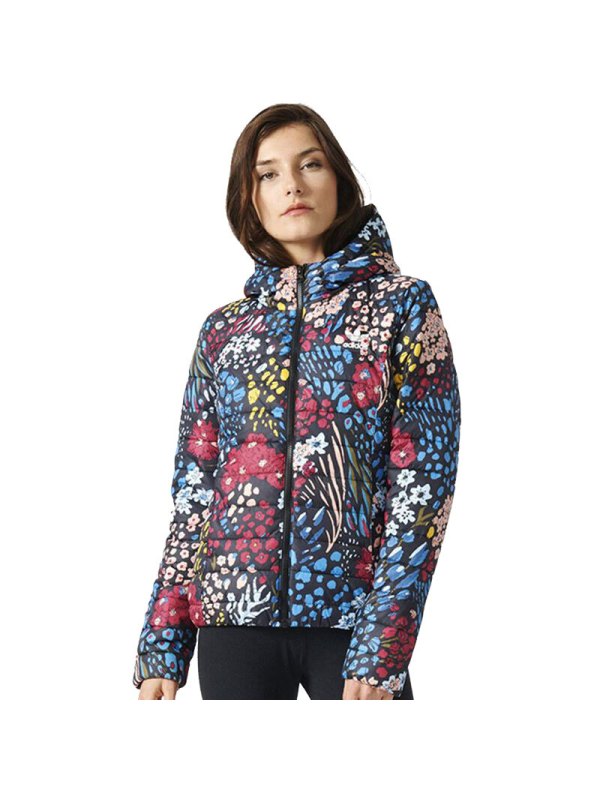 阿迪达斯三叶草棉服女装印花运动保暖防风外套AY4746