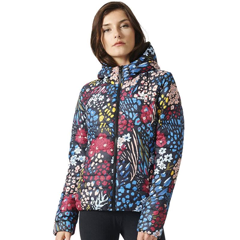 阿迪达斯三叶草棉服女装印花运动保暖防风外套AY4746图片