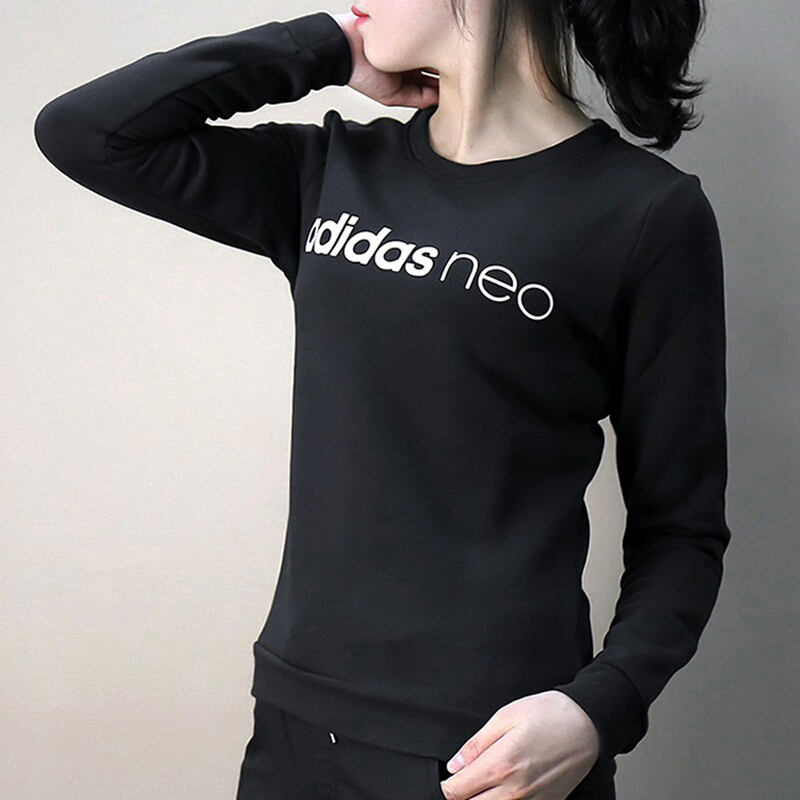 Adidas阿迪达斯NEO女装上衣冬季休闲运动服圆领卫衣套头衫CE3514