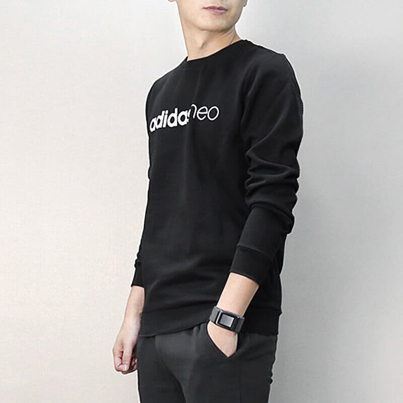 阿迪达斯男装冬neo运动休闲舒适透气长袖加绒保暖卫衣套头衫-CE3511图片
