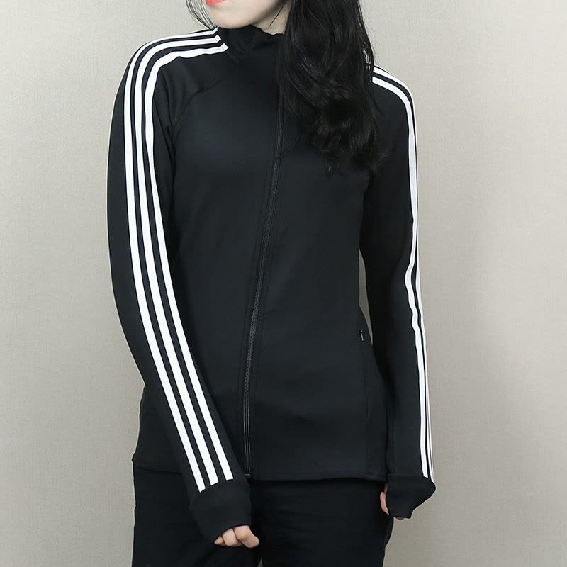 阿迪达斯女装外套春季休闲立领透气开衫运动夹克-BK7680图片