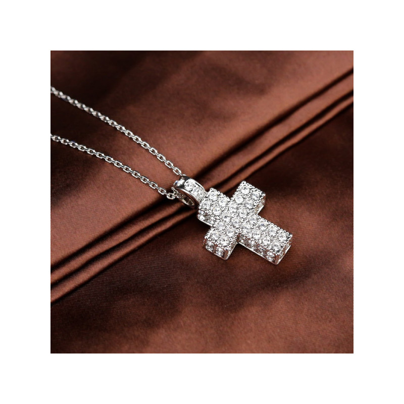 swarovski施华洛世奇立体十字架水晶项链吊坠小号人造水晶送恋人