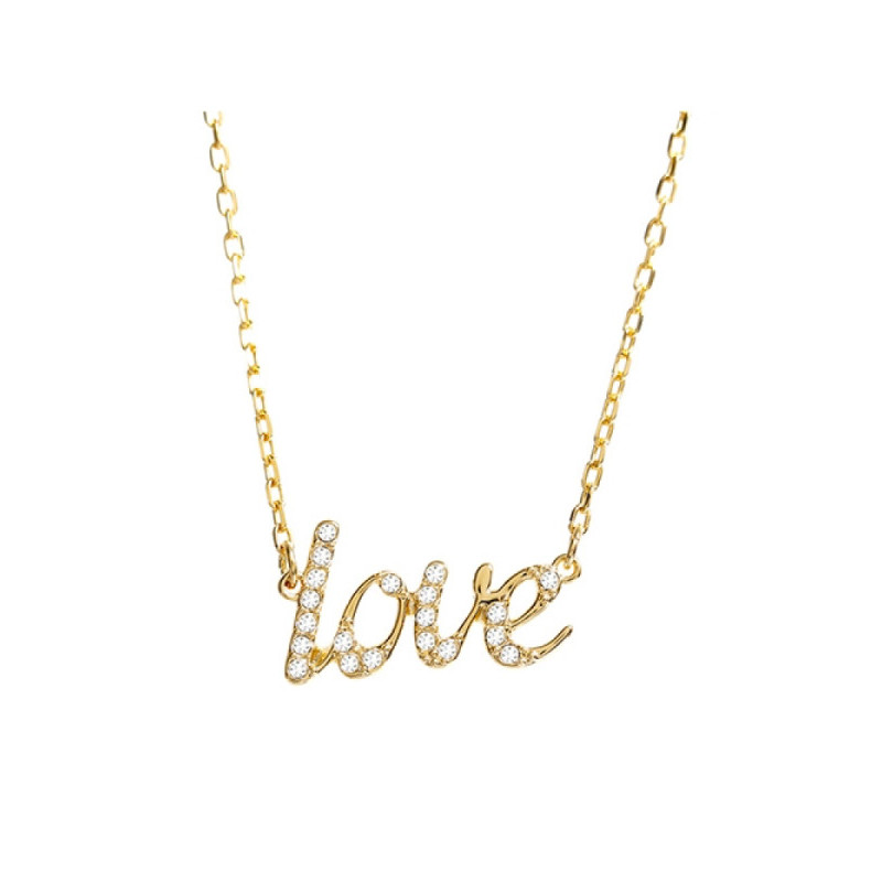 SWAROVSKI施华洛世奇金色love字母水晶项链 人造水晶 送恋人5093578
