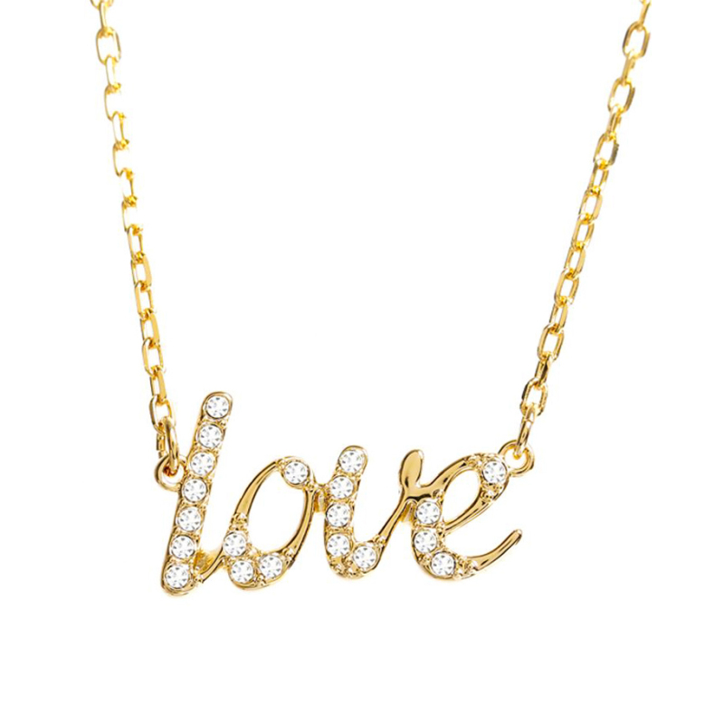SWAROVSKI施华洛世奇金色love字母水晶项链 人造水晶 送恋人5093578