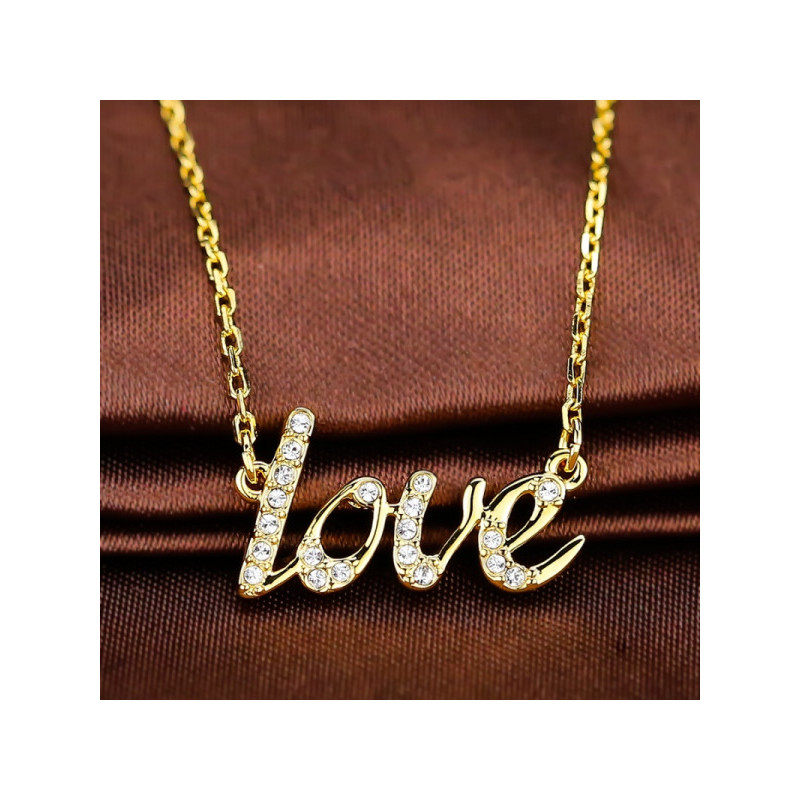 SWAROVSKI施华洛世奇金色love字母水晶项链 人造水晶 送恋人5093578