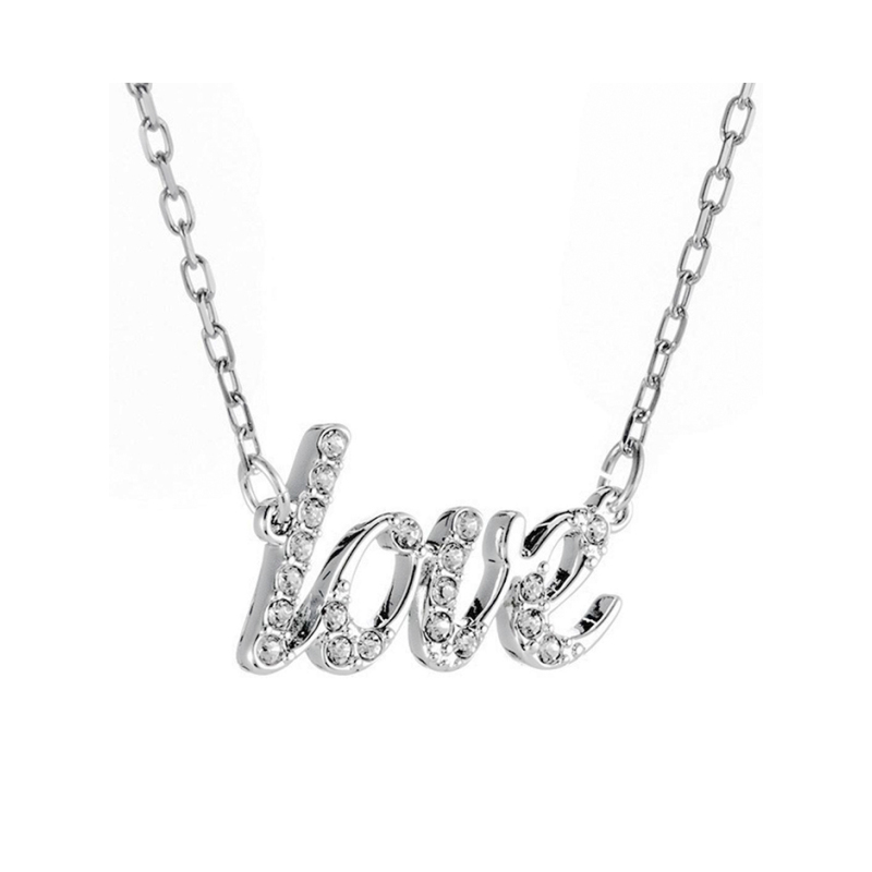 SWAROVSKI施华洛世奇银色love字母水晶项链 人造水晶 送恋人5093577