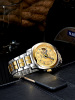 宾爵（BEGEEL）手表 鎏金系列机械男士手表 双环爵士镂空真钻腕表镀金防水镂空时尚镂空机械手表