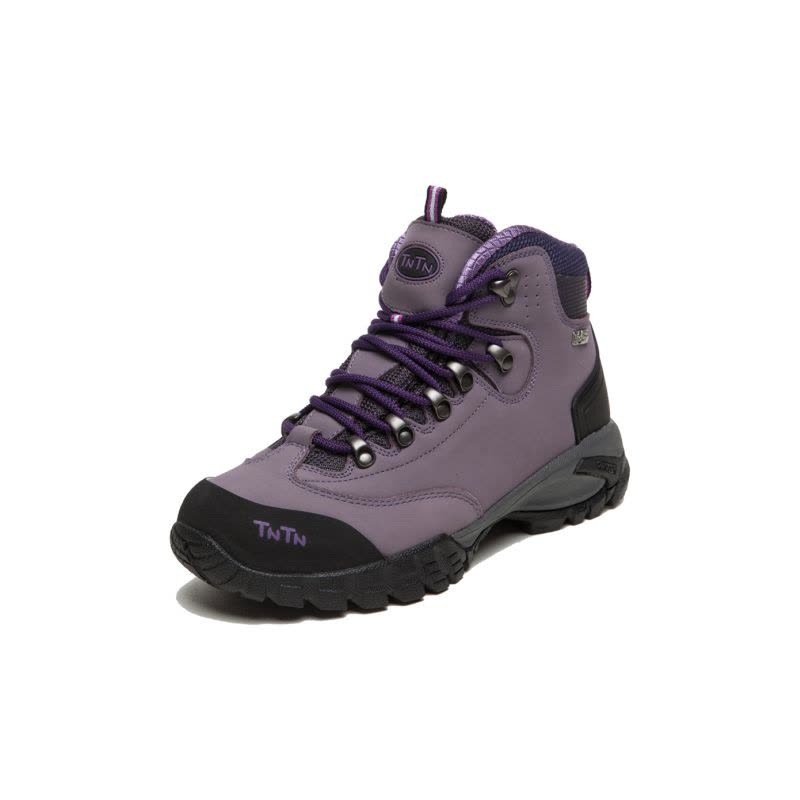 BIODRY防水 女款黑紫色登山鞋 牛皮透气图片