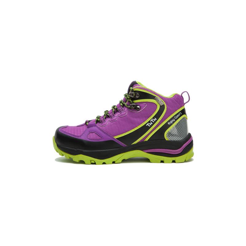 BIODRY防水 女款紫荧光绿登山鞋 减震防滑图片