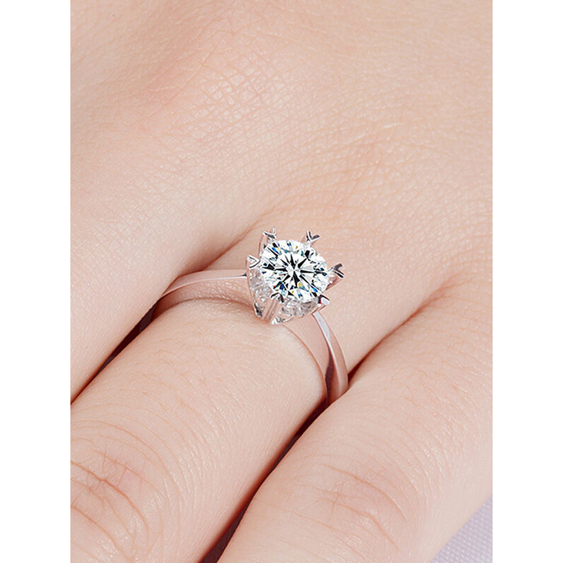 恒久之星 钻戒女 pt铂金23分de色 雪花款求婚/订婚女戒/结婚戒指