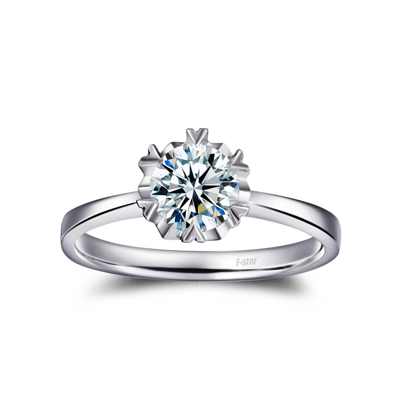 恒久之星时尚雪花钻戒女款铂金18分sifg色视频