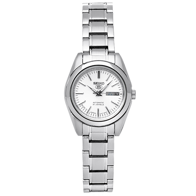 seiko精工日本原装5号手表钢带情侣对表全自动机械表女表symk13j1