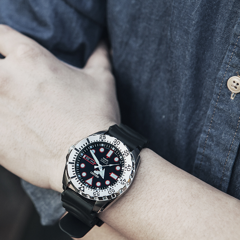 日本进口seiko精工5水鬼自动机械镂空运动潜水男表srp601j1