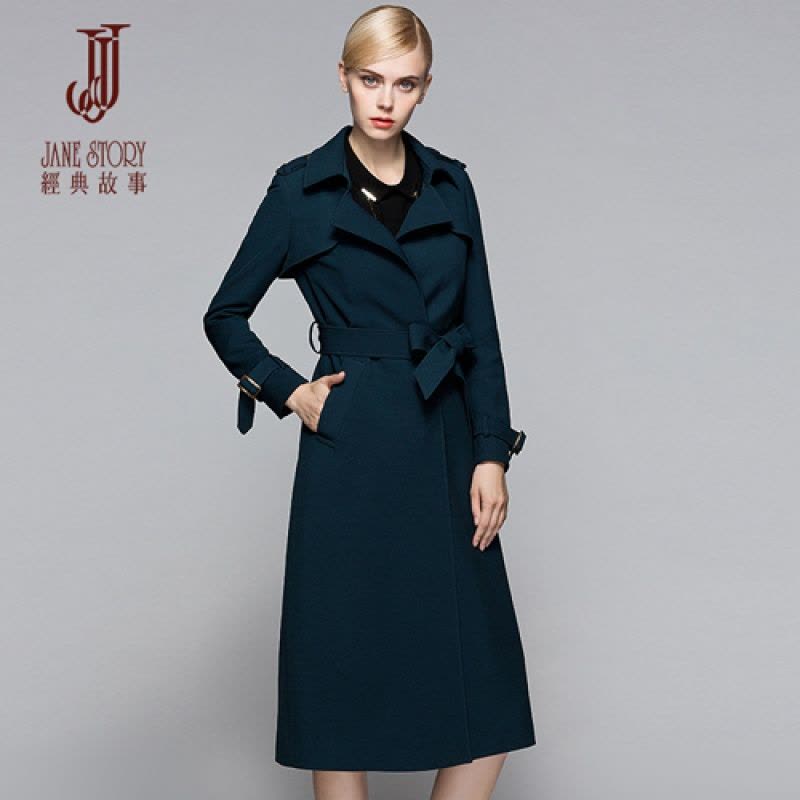 经典故事女装秋冬时尚肩章收腰风衣女修身外套女图片