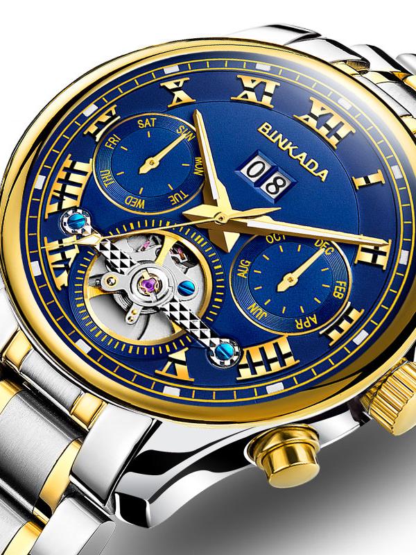 正品宾卡达binkada手表男士休闲夜光自动机械表男时尚防水镂空多功能