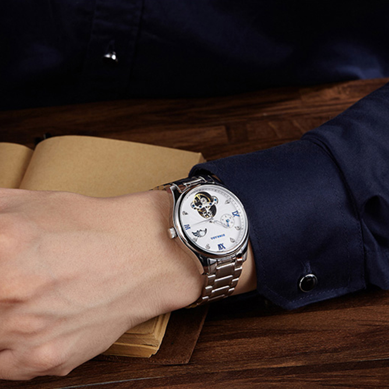 正品宾卡达binkada自动机械表男月相腕表时尚镂空防水手表男士8002l纯