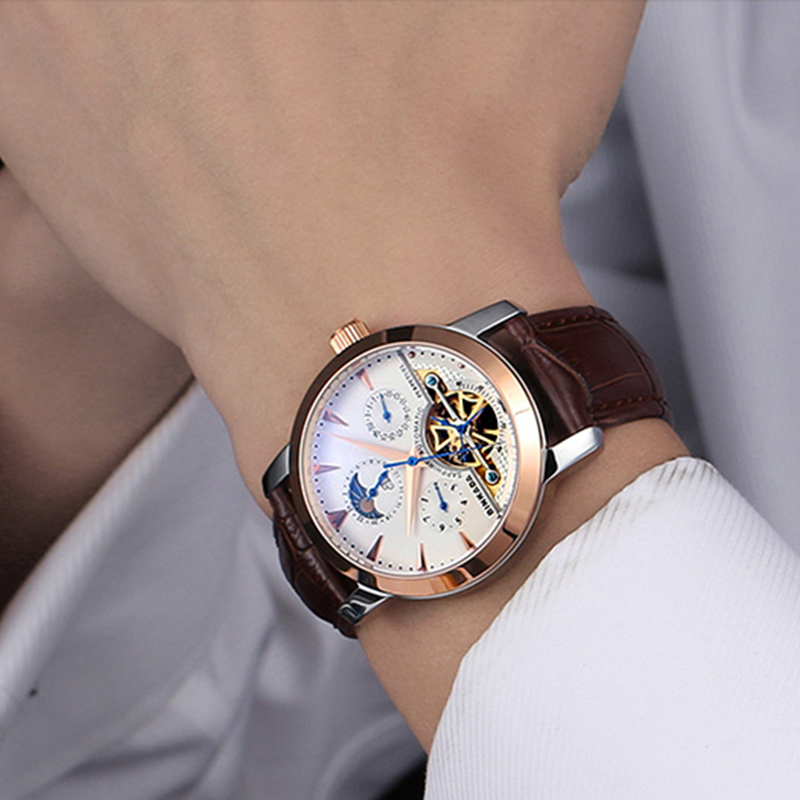 正品宾卡达binkada手表男士自动机械表男钢带时尚镂空防水陀飞轮男表