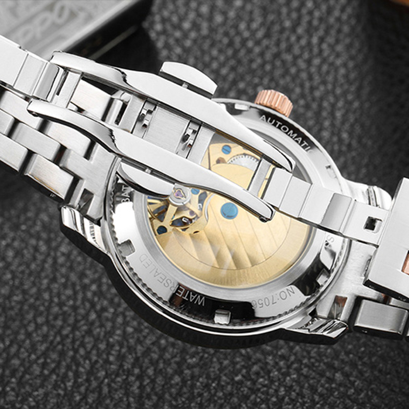 正品宾卡达binkada手表男士自动机械表男钢带时尚正装休闲镂空防水陀