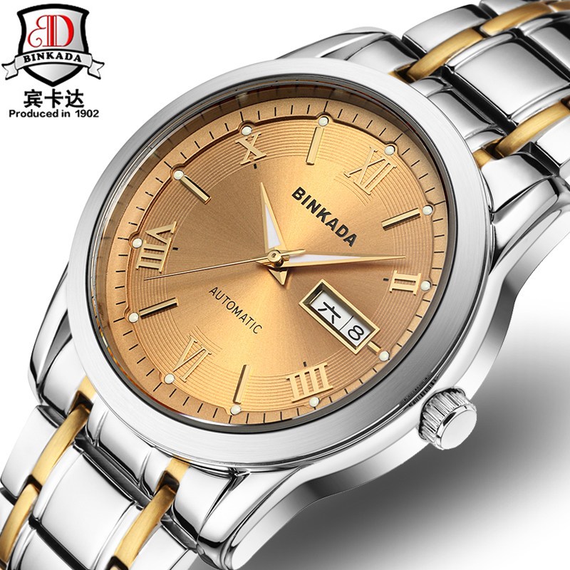 正品宾卡达binkada男士手表休闲时尚商务自动机械表男精钢防水休闲