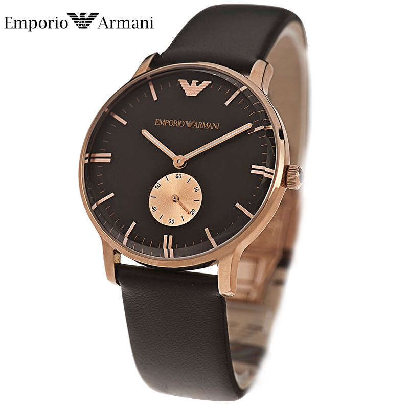 EMPORIO ARMANI阿玛尼石英表皮革秒盘运动时尚男士表男腕表AR0383