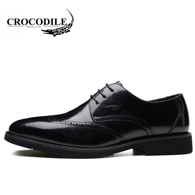 鳄鱼恤(CROCODILE)男鞋 商务休闲鞋百搭户外鞋秋冬新款时尚头层牛皮舒适透气鞋子皮鞋2075