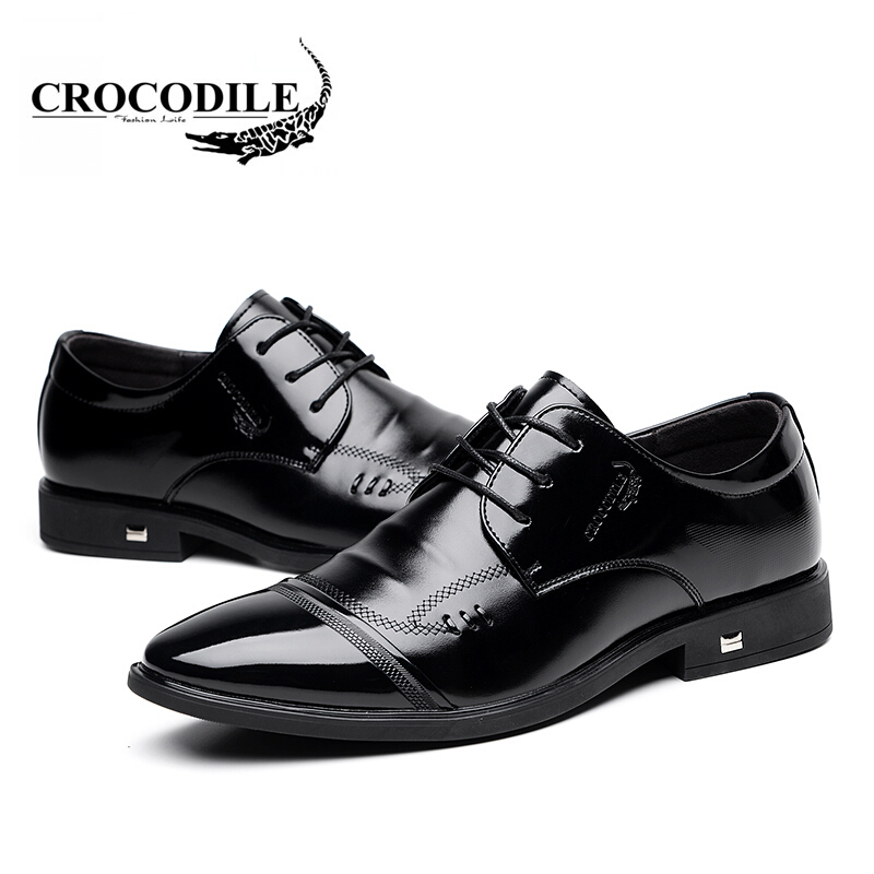 鳄鱼恤CROCODILE皮鞋男士2017秋季新款潮流商务正装鞋百搭婚鞋舒适男鞋