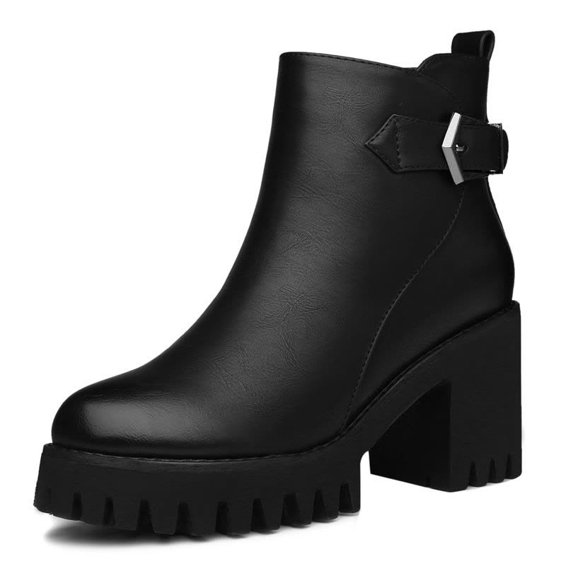 百年纪念Centenary气质百搭防水台金属扣带粗跟女靴1357图片