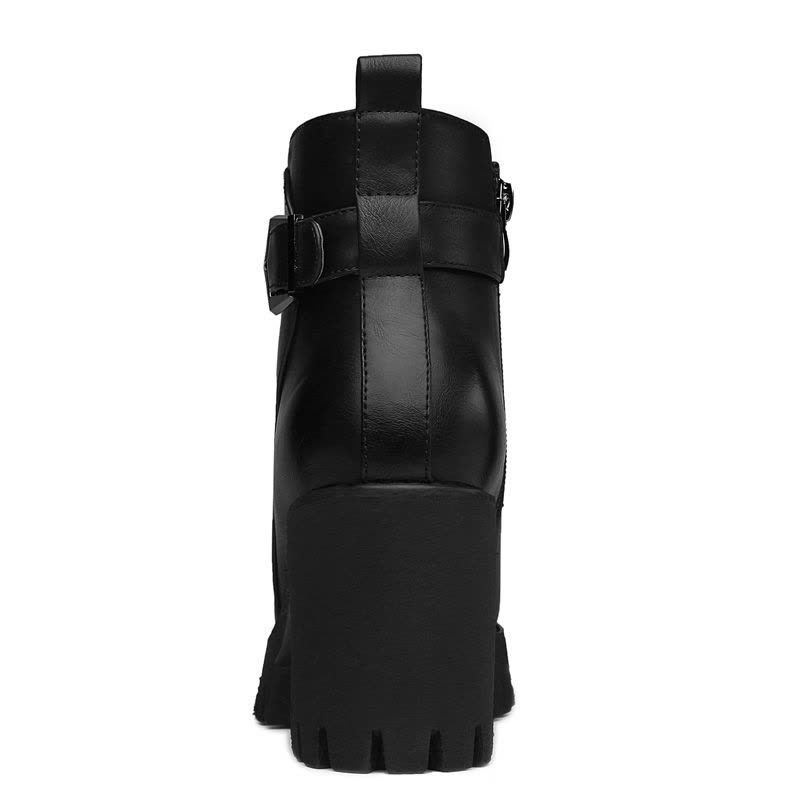 百年纪念Centenary气质百搭防水台金属扣带粗跟女靴1357图片