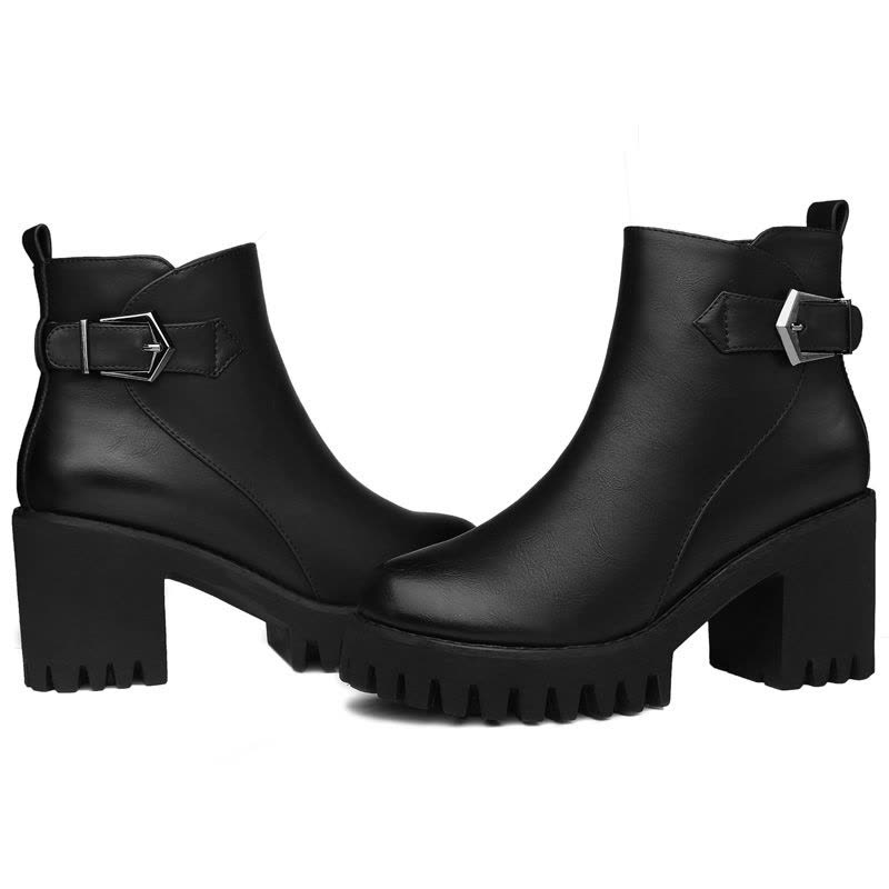 百年纪念Centenary气质百搭防水台金属扣带粗跟女靴1357图片