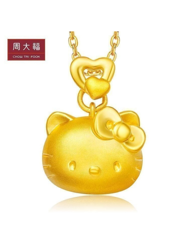 周大福珠宝Hello Kitty凯蒂猫足金黄金吊坠R13599