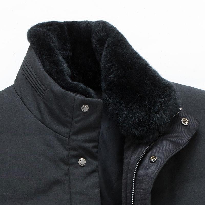 木笛新款羽绒服男中年男士冬装中长款保暖加厚立领修身外套MDYR17D1819