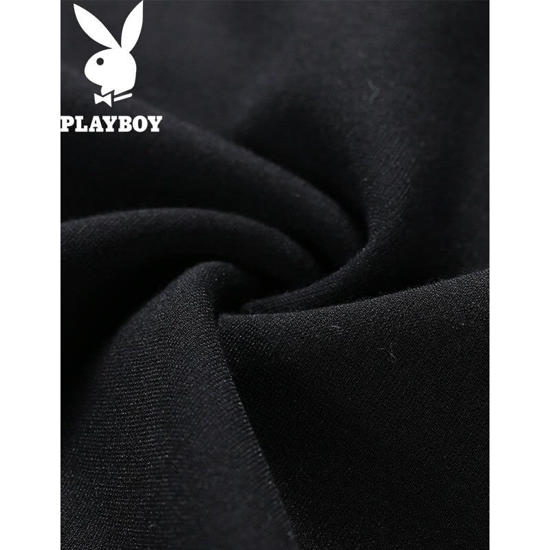 花花公子(PLAYBOY)2017旗舰秋冬卫衣男个性刺绣外套套头衫都市青年潮流T恤黑色图片