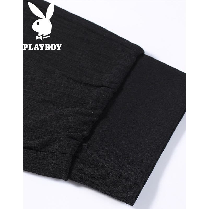 花花公子(PLAYBOY)秋冬新款青年黑色男韩版时尚长裤修身针织男休闲裤子黑色图片