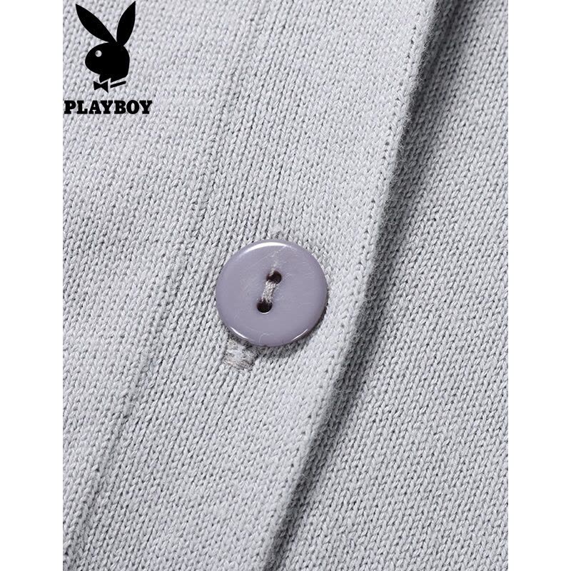 花花公子(PLAYBOY)针织衫男秋冬款男士商务休闲毛衣V领纯色简约开衫毛线衣图片