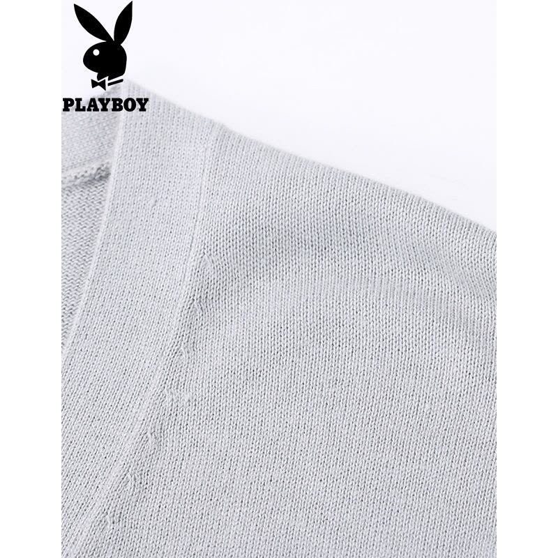 花花公子(PLAYBOY)针织衫男秋冬款男士商务休闲毛衣V领纯色简约开衫毛线衣图片