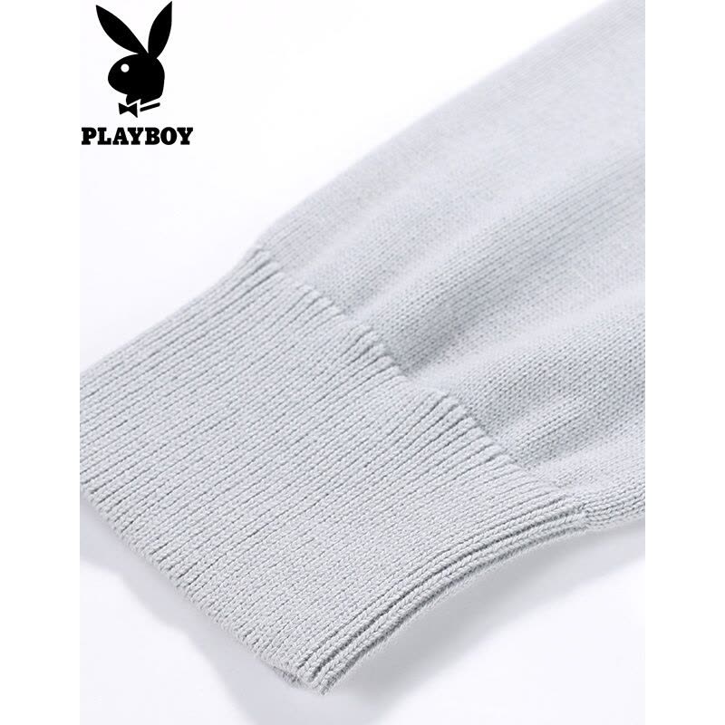 花花公子(PLAYBOY)针织衫男秋冬款男士商务休闲毛衣V领纯色简约开衫毛线衣图片