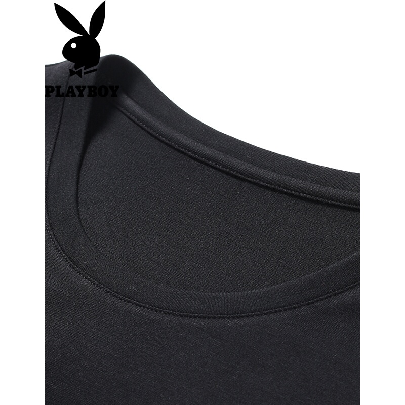 花花公子(PLAYBOY)花花公长袖T恤男印花个性黑色青年上衣休闲修身男士卫衣上装流行