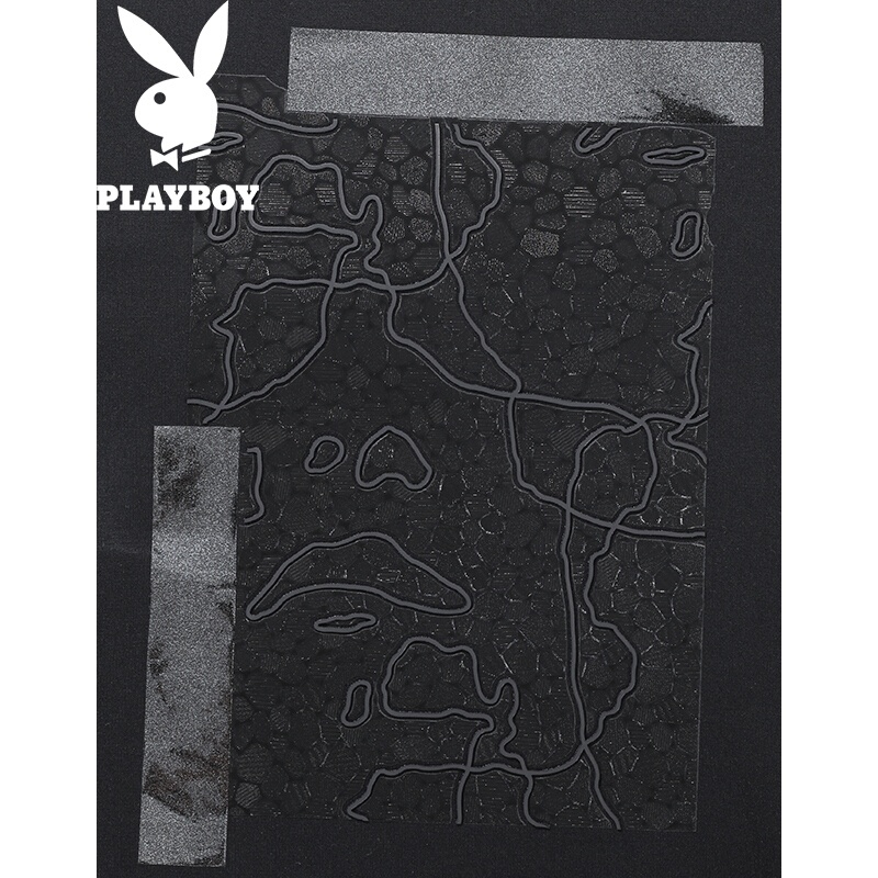 花花公子(PLAYBOY)花花公长袖T恤男印花个性黑色青年上衣休闲修身男士卫衣上装流行