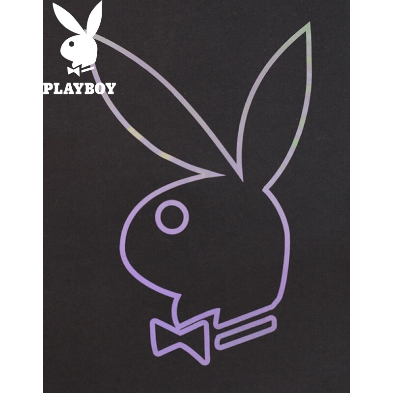 花花公子(PLAYBOY)男2017秋冬新款连帽图案青年潮流帅气修身男装卫衣黑色