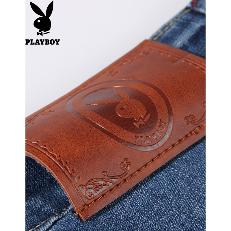 花花公子(PLAYBOY)新款薄款弹力牛仔裤直筒修身商务男士长裤子牛仔蓝