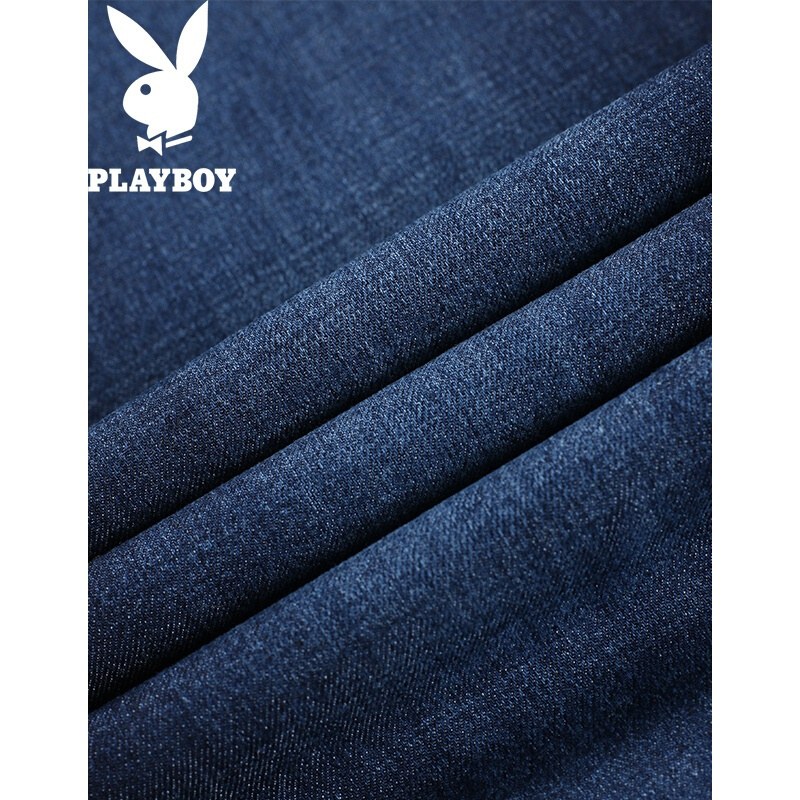 花花公子(PLAYBOY)牛仔裤男士加绒加绒加厚修身直筒宽松秋冬款男裤小脚裤子