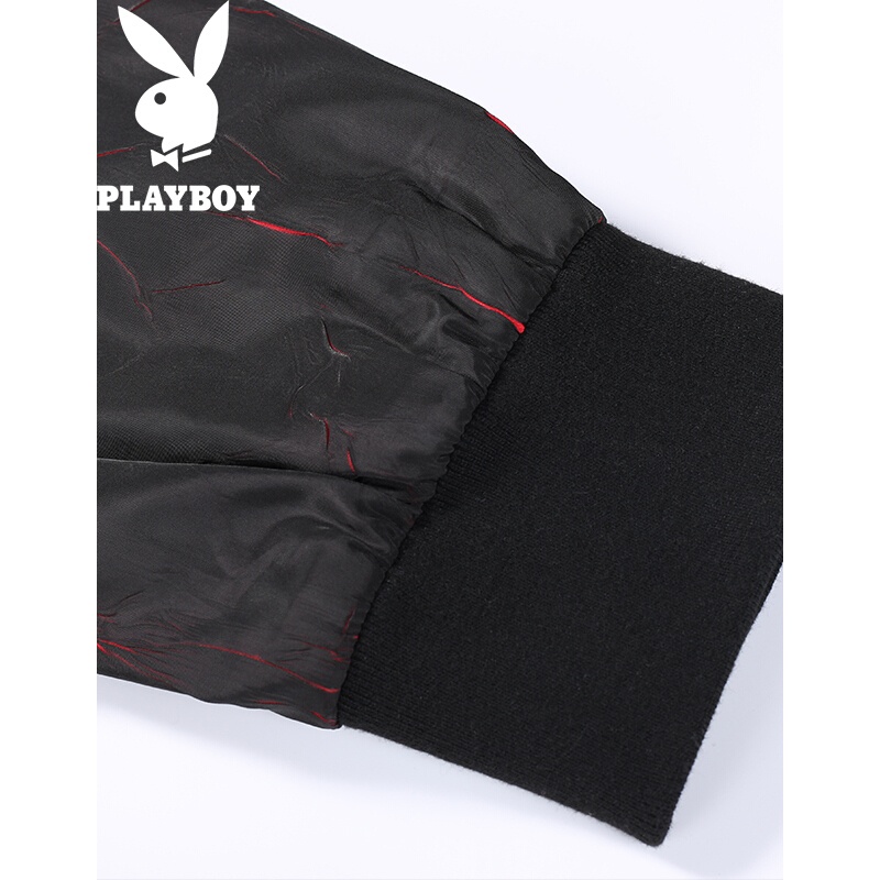 花花公子(PLAYBOY)秋季新品时尚收口袖商务休闲条纹夹克衫修身个性男装外套