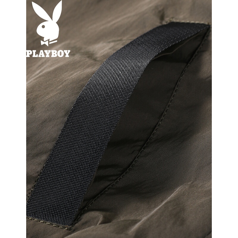 花花公子(PLAYBOY)2017秋季新款夹克男士外套潮流时尚男夹克男士青年棒球夹克军绿色